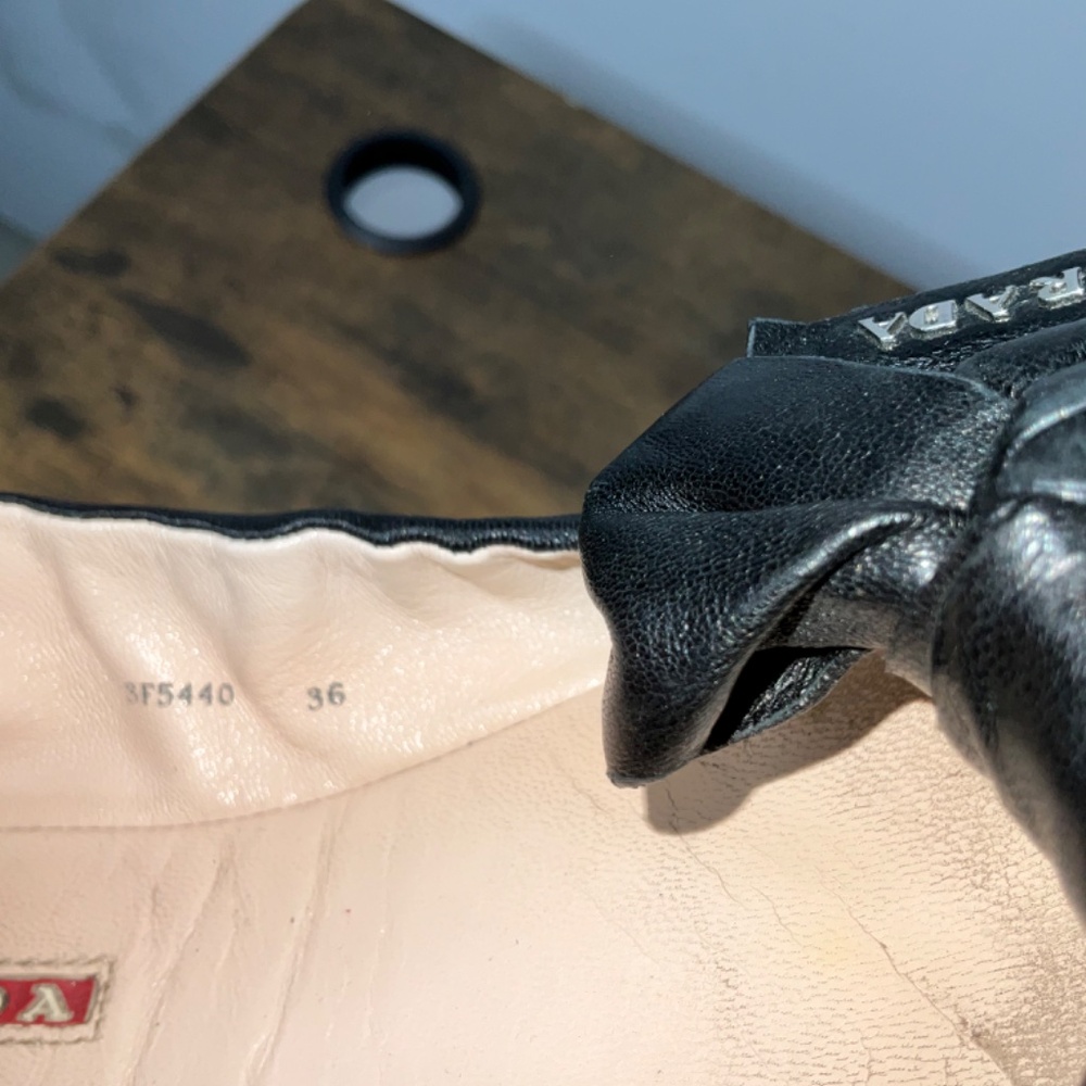 Prada Black Leather Bow Ballet Flats - Picture 6 of 12